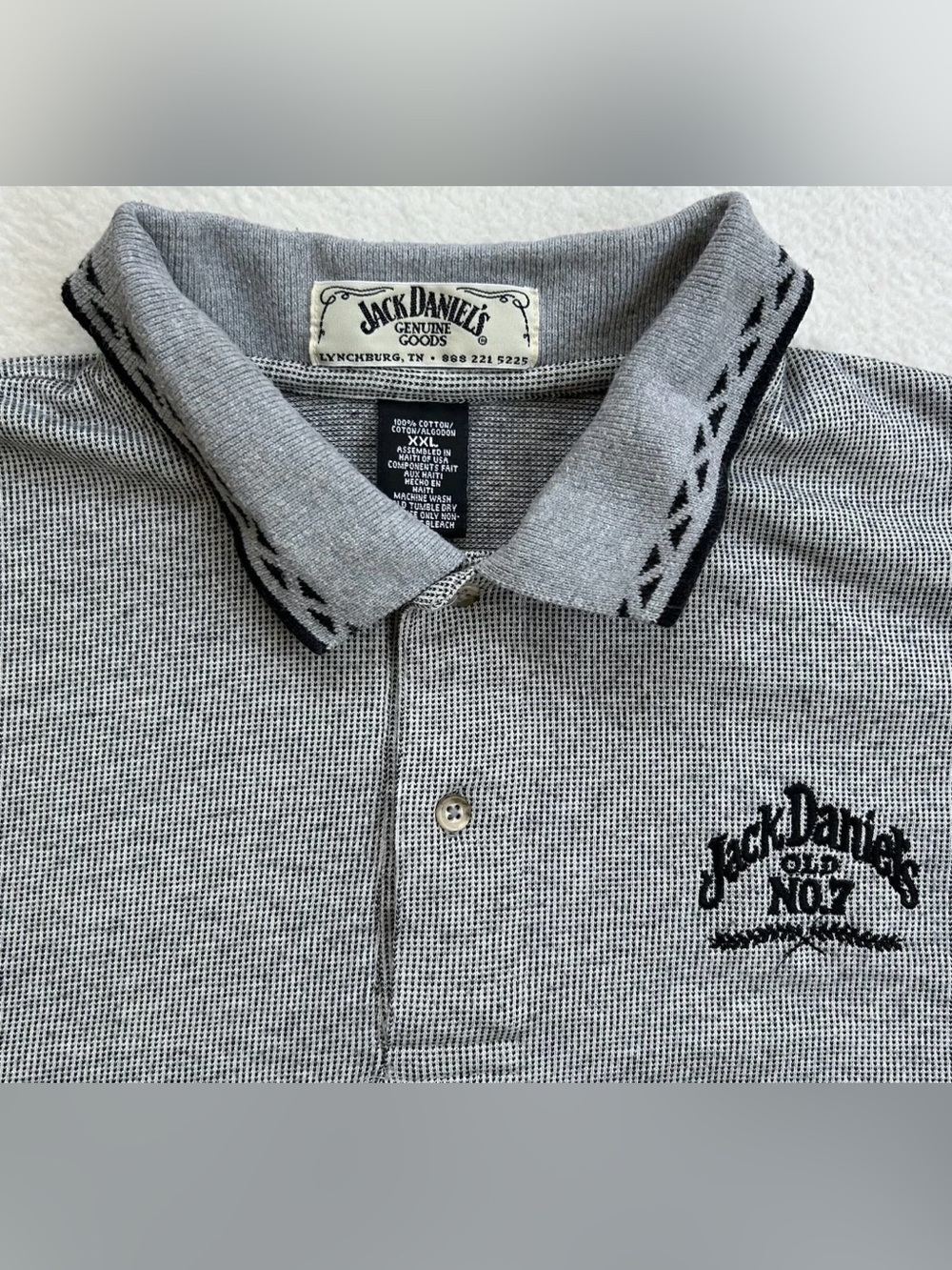 Vintage Jack Daniel's Genuine Goods Polo Shirt Men's XXL Short Sleeve Gray Golf